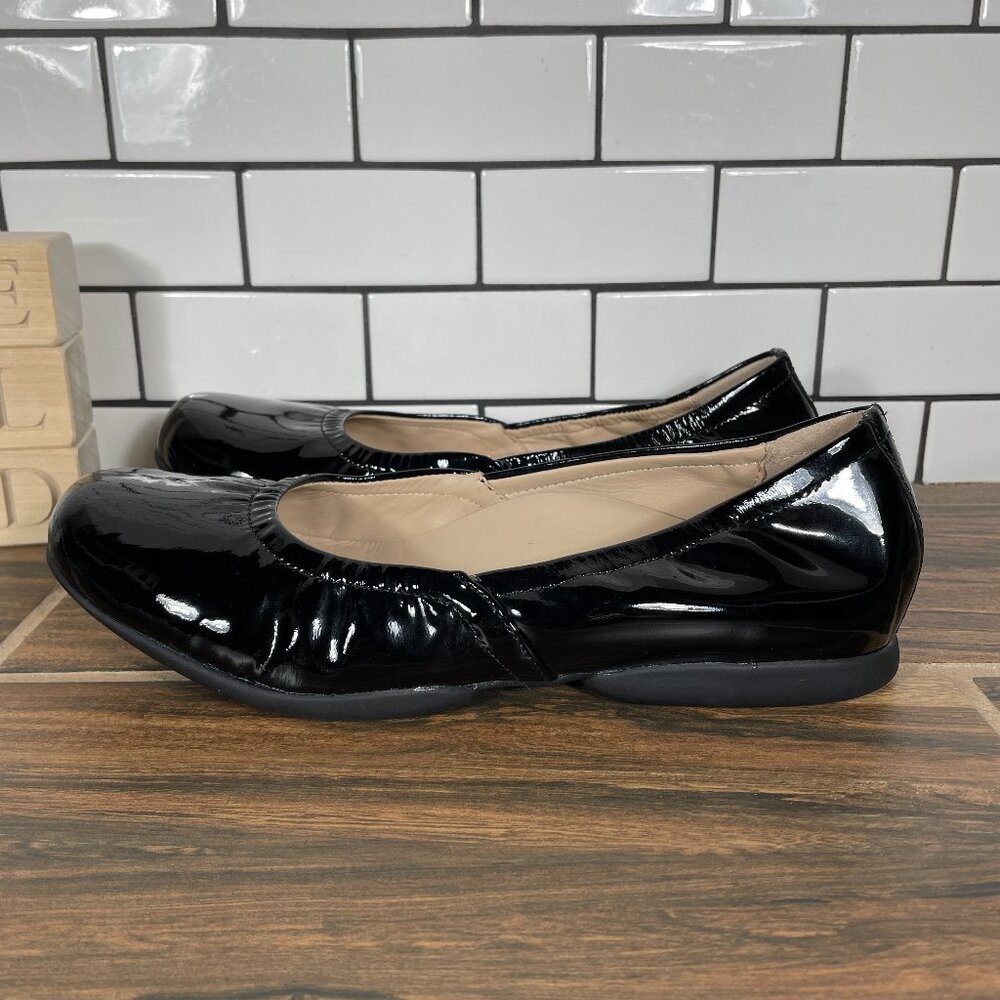 Abeo Tilly Shoes Womens Size 9 Black Patent Leather Neutral Footbed Ballet Flats